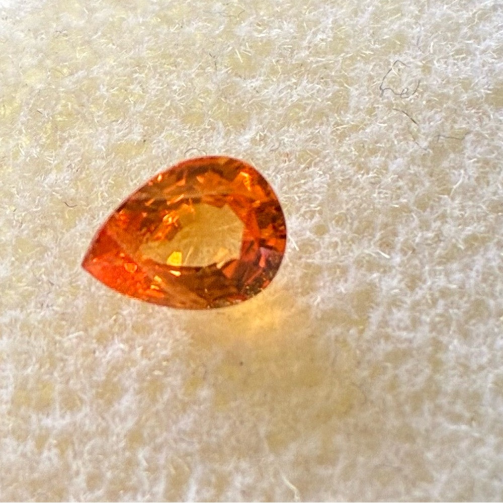 Gorgeous Orange Sapphire .8ct Loose Gemstone Natural Pear Cut Gem Stone